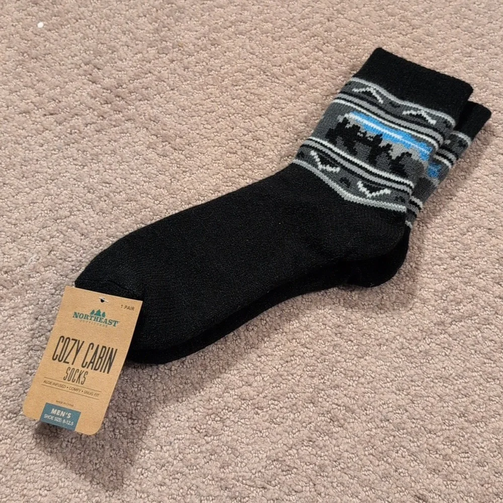 Cozy Cabin Men's Bear Print Slippers Size 8-12.5 NWT